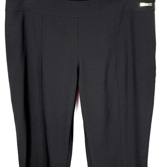 Tory Burch Womens Azalea Slim Pants Wool Blend Side Zip Gold Logo Medallion 8 - Picture 6 of 8